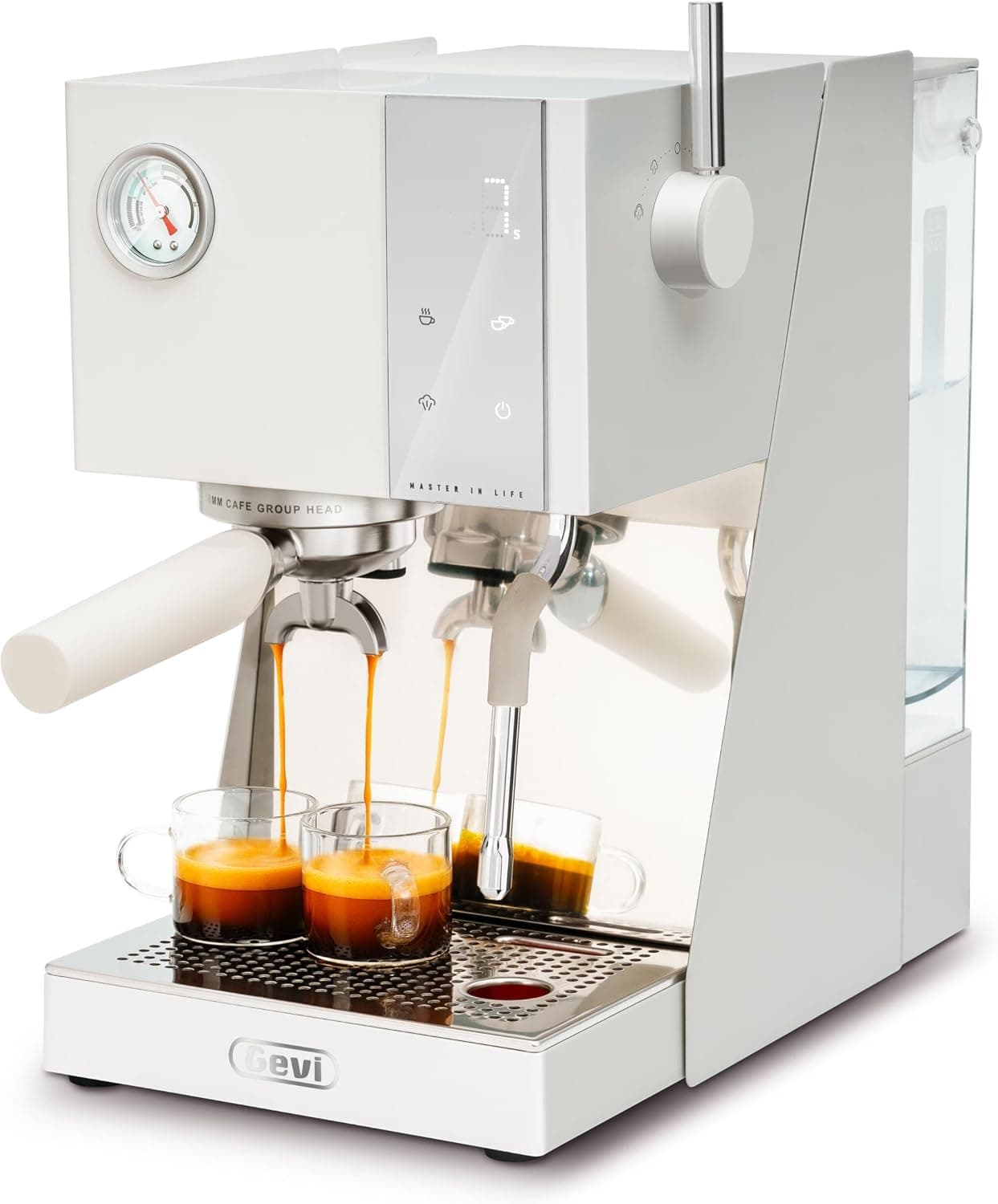 Gevi 20 Bar Compact Professional Espresso Machine with Burr Grinder, White