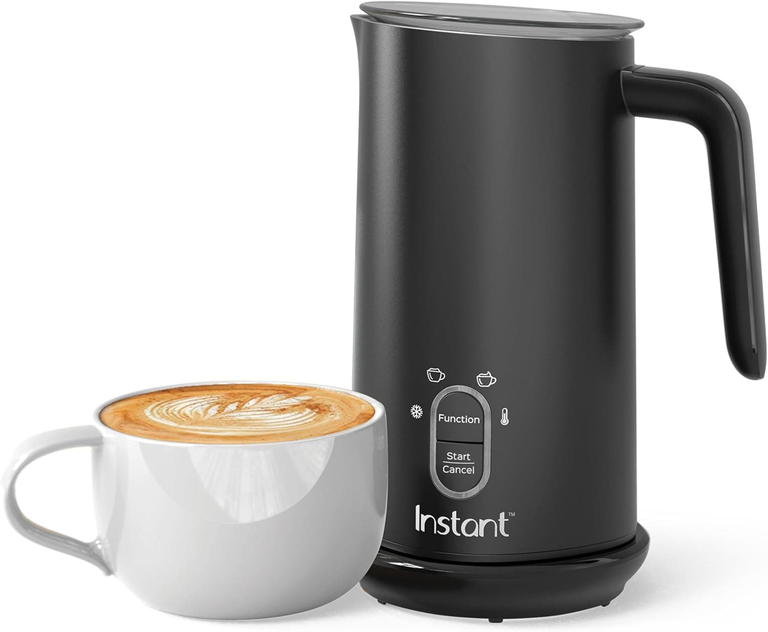 Instant Milk Frother 4-in-1 Electric Milk Steamer, 10oz (Black)