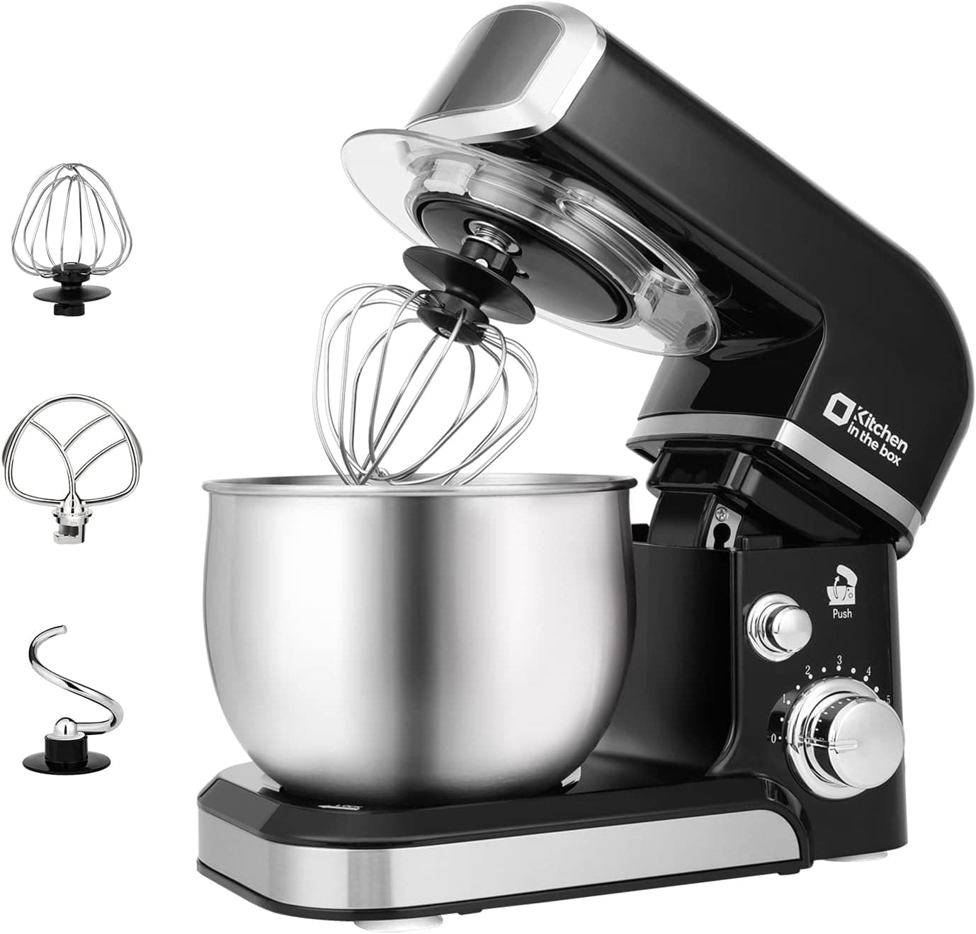 Kitchen in the box Stand Mixer, 3.2Qt Small Electric Tilt-Head Food Mixer, 6 Speeds, Black